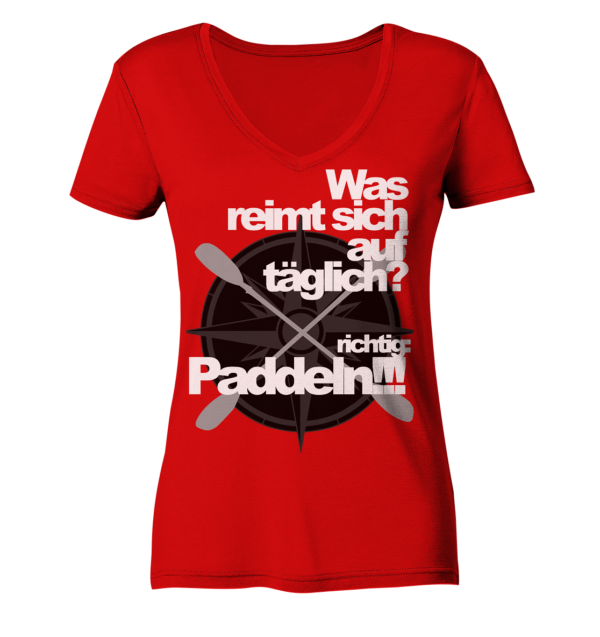 Was reimt sich  Paddeln weiss - Ladys - Ladies V-Neck Shirt